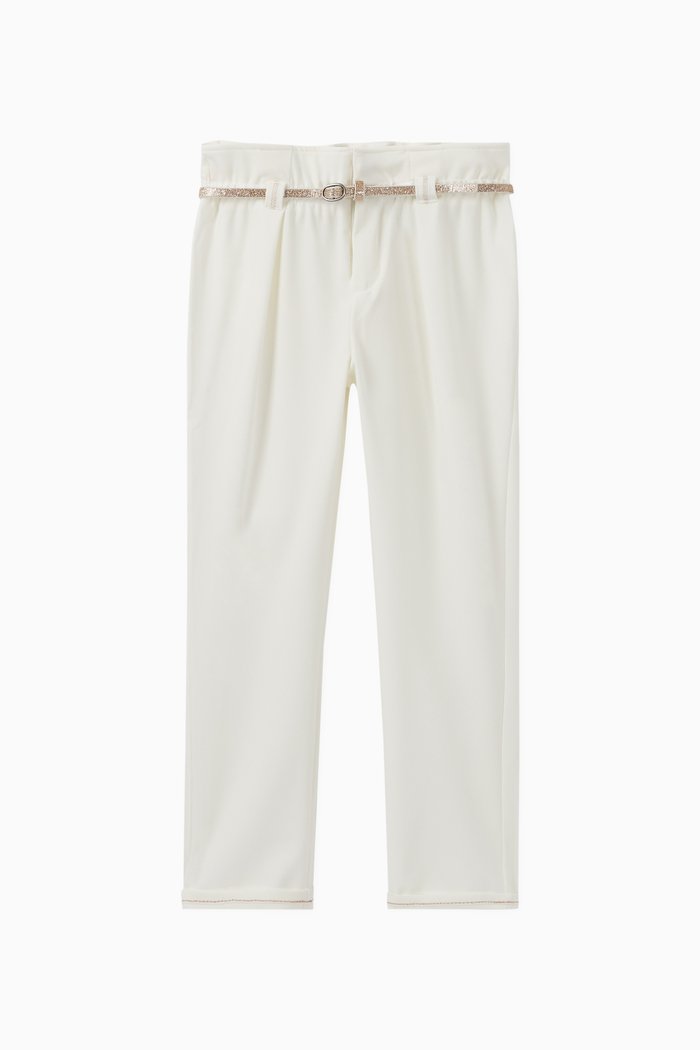 

Glitter-Belted Pants, White