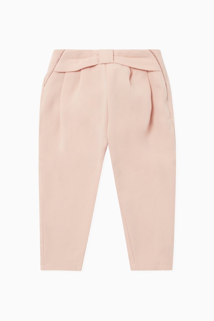 

Bow-Detail Pleated Pants, Neutral
