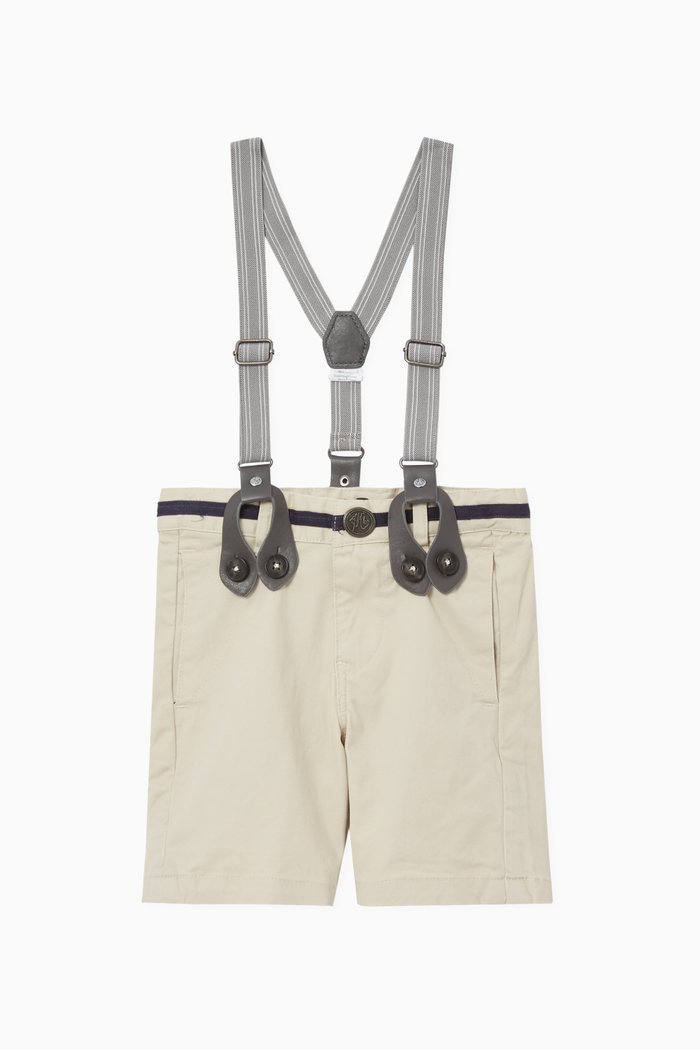Bermuda Shorts + Suspenders Set, Neutral