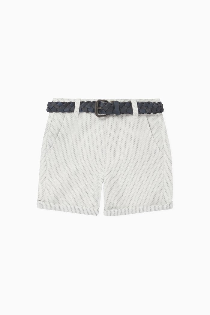 

All-Over Printed Belted Pants, White