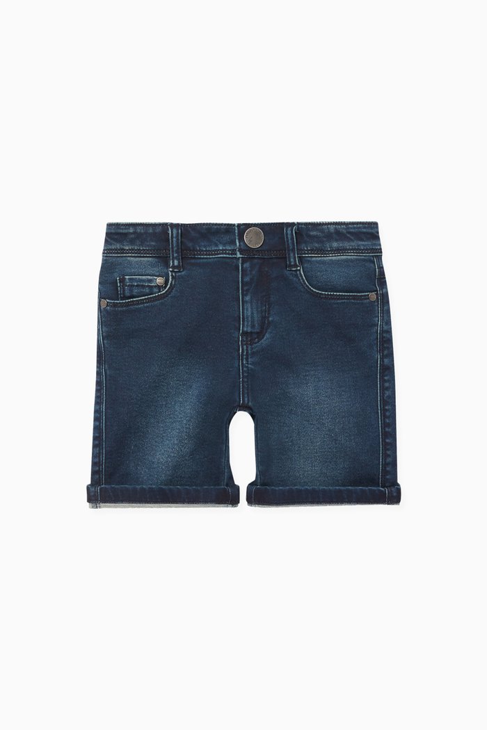 Roll-Cuffs Denim Bermudas, Purple
