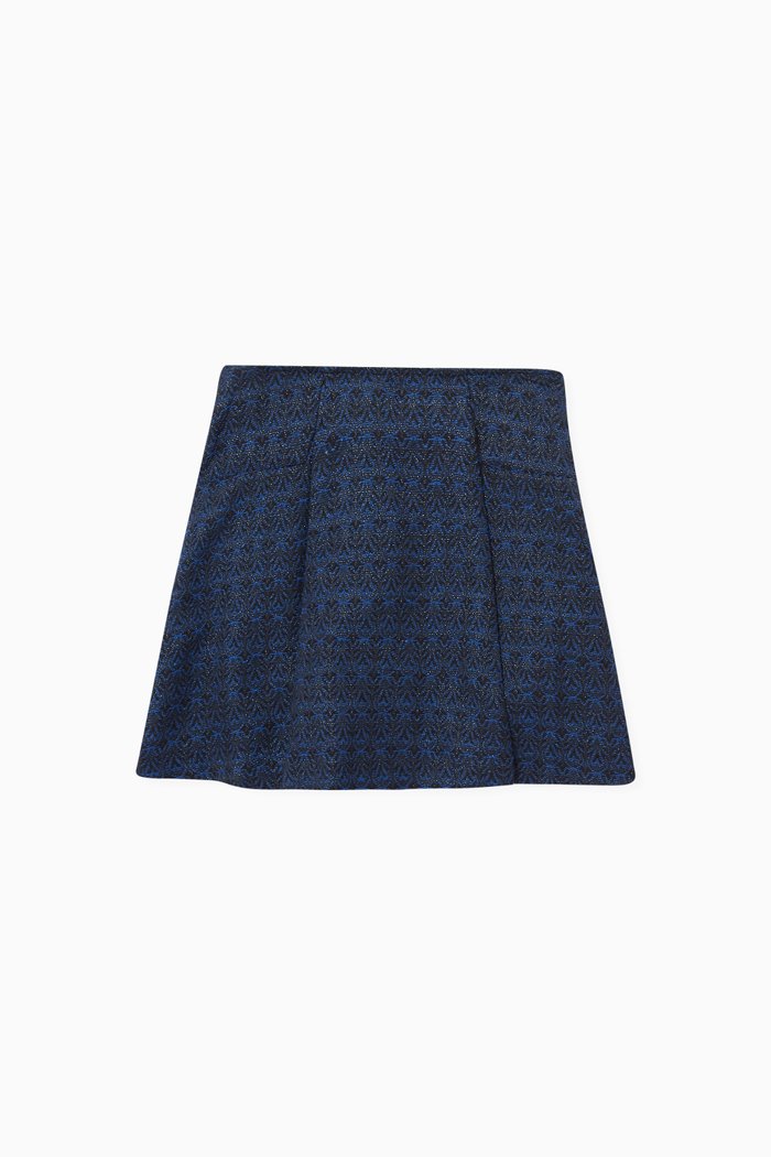 Jacquard Metallic Detail Skirt, Blue