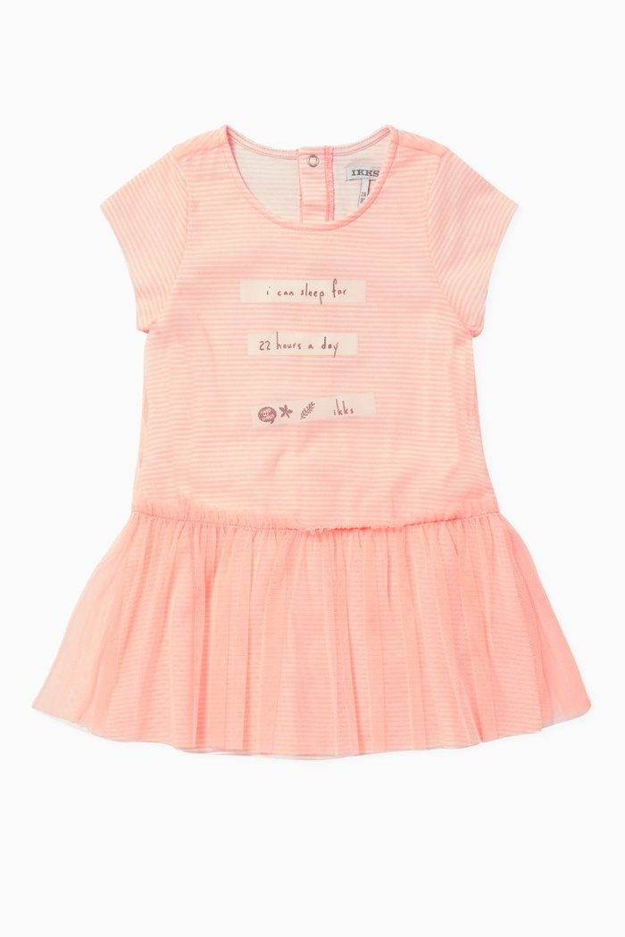 

Tulle Detailed Striped Dress, Orange