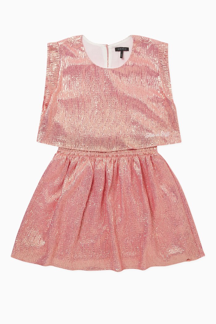 

Ruffle Overlay Metallic Dress
