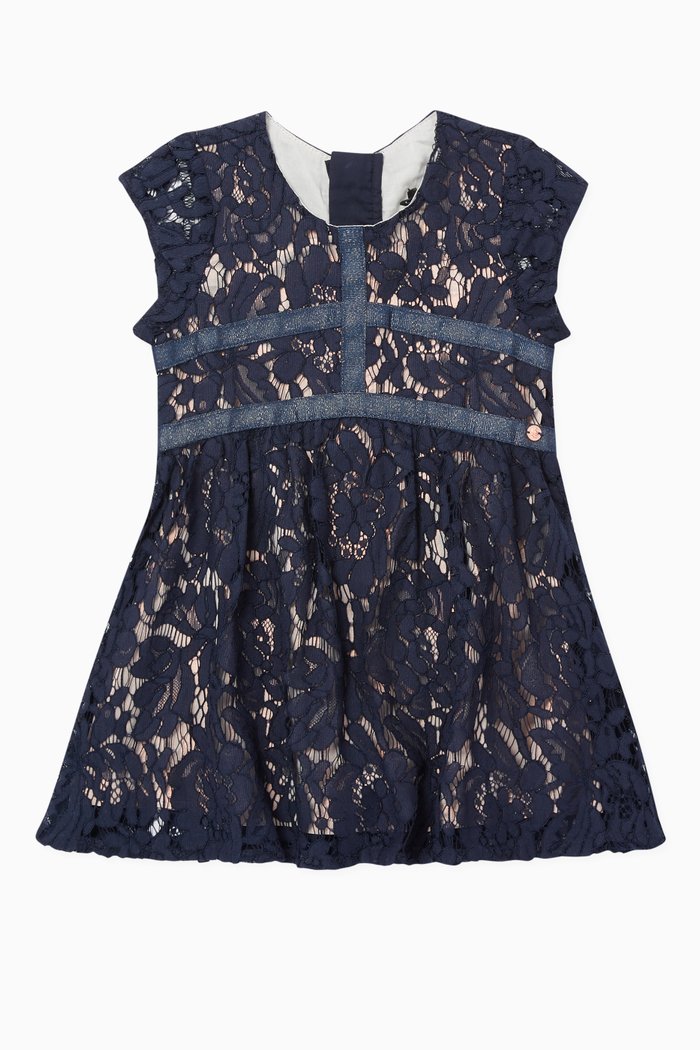 

Round Neck Lace Dress, Blue