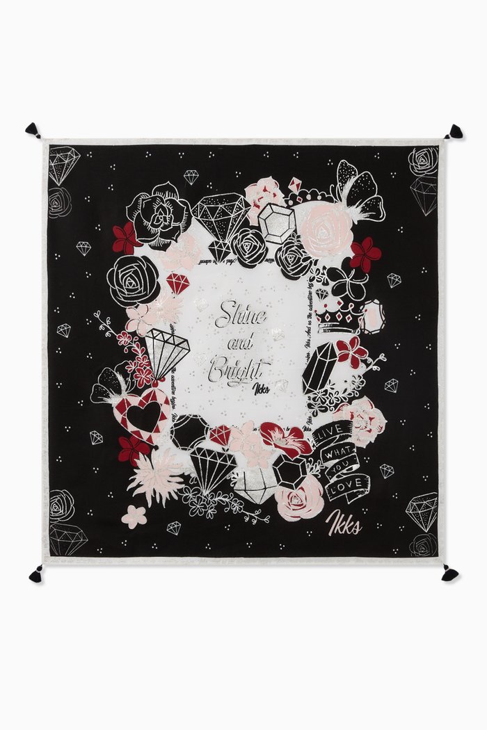 

Printed Square Scarf, Black