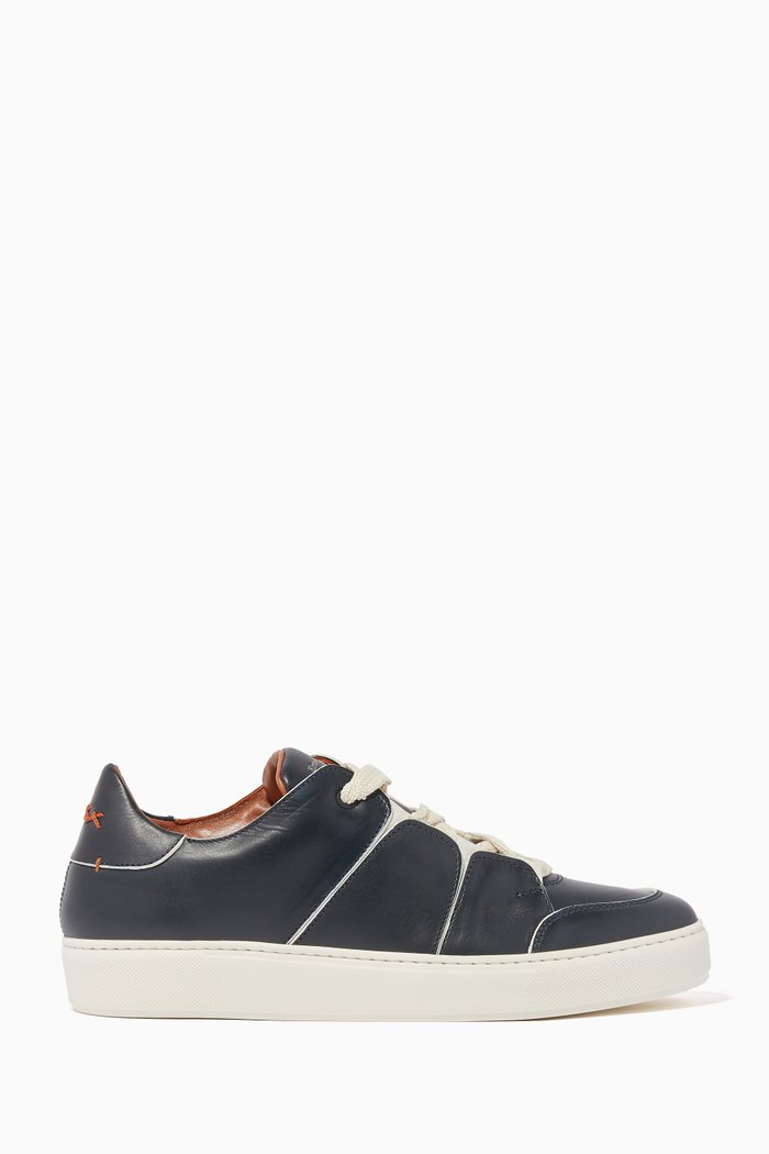 

Tiziano Calfskin Low-Top Sneakers, Blue