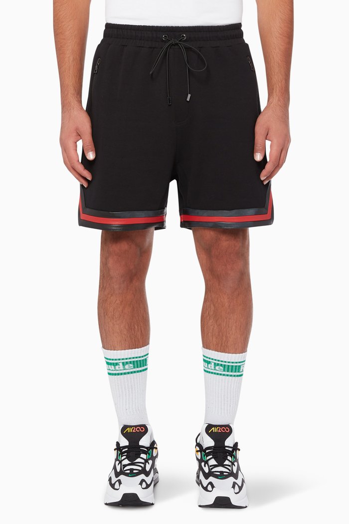 

Retrofunk Leather Trim Shorts, Black
