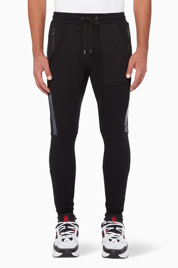

Leather Trimmed Track Pants, Black