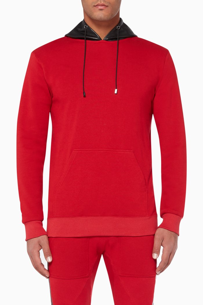 

Bloodie Leather Trimmed Hoodie, Red