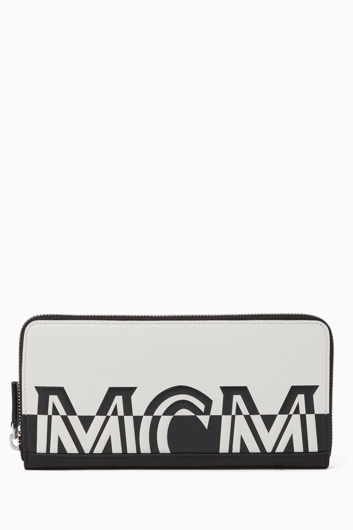 

Large Zip-Around Logo Wallet, White