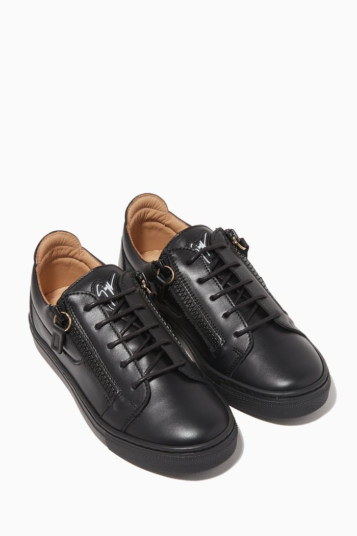 

Leather Low-Top Sneakers, Black
