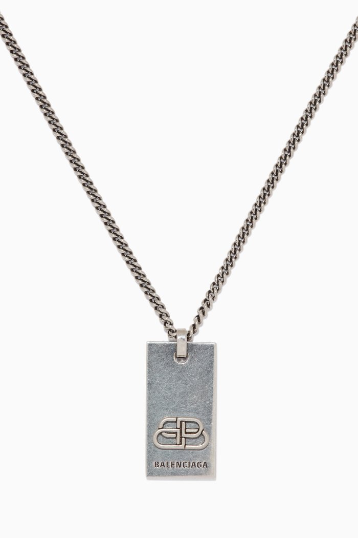 

BB Pendant Antique Metal Necklace, Silver