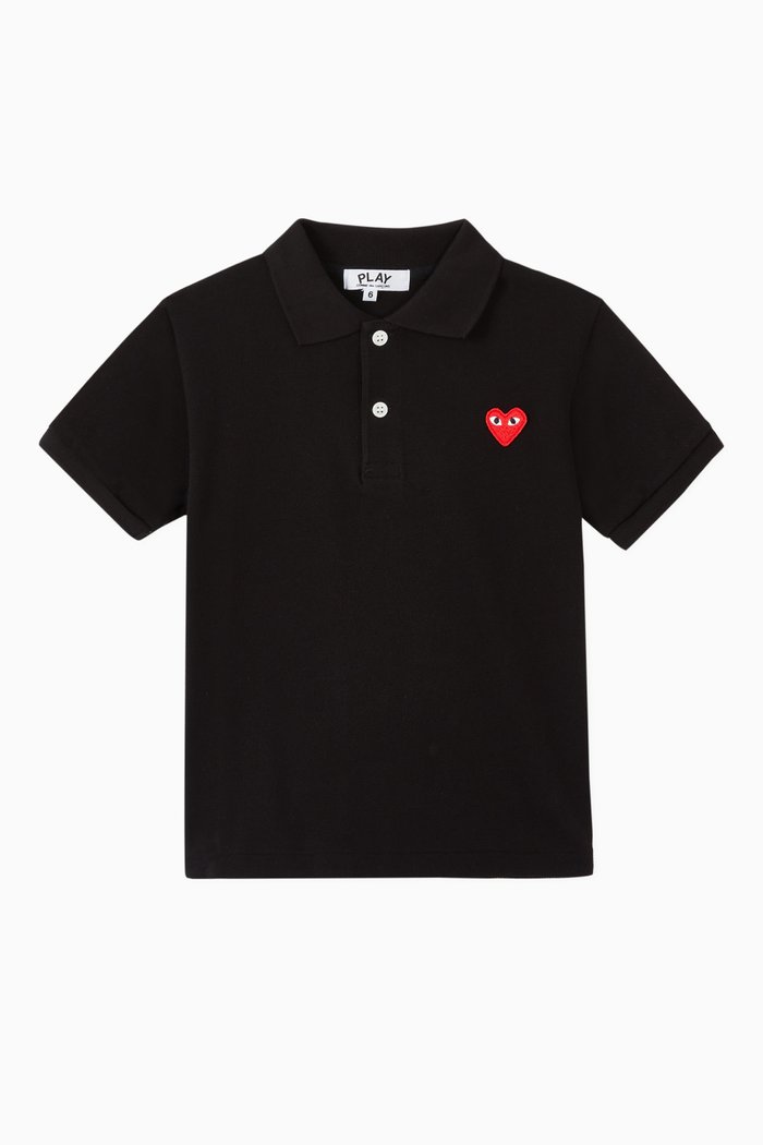Logo Appliqué Cotton Piqué Polo, Black