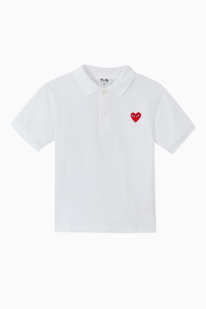 

Logo Appliqué Cotton Piqué Polo, White
