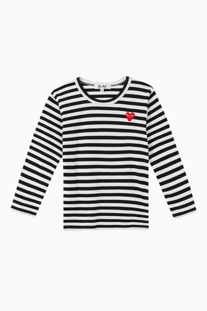 

Striped Logo Appliqué T-Shirt, Black