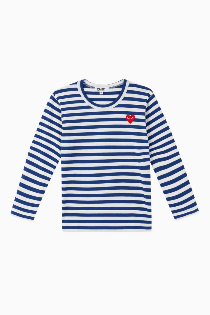 

Striped Logo Appliqué T-Shirt, Blue