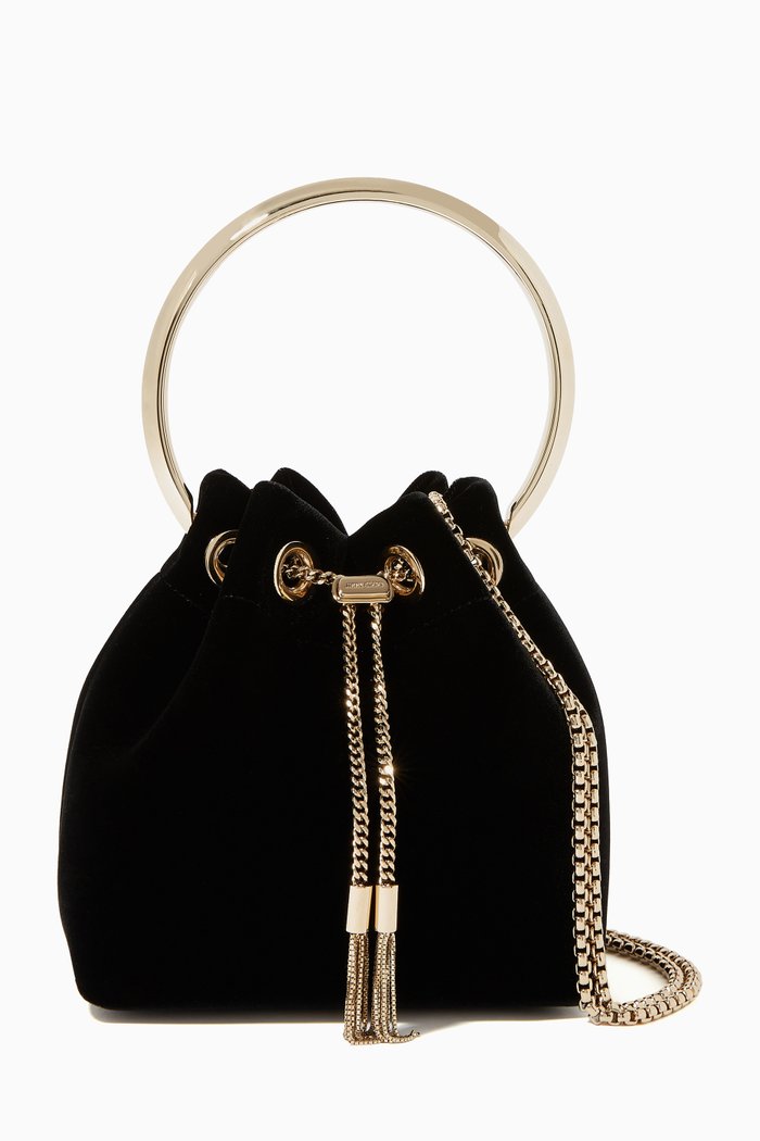 

Bon Bon Metal Handle Velvet Bag, Black