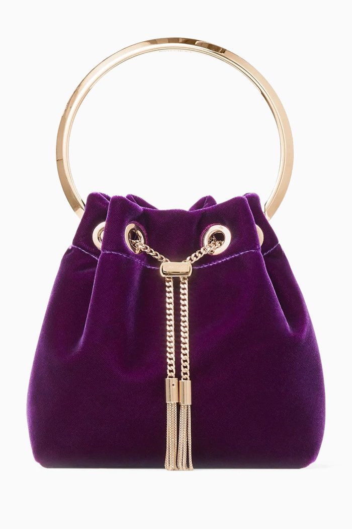 Bon Bon Handbag in Velvet, Purple