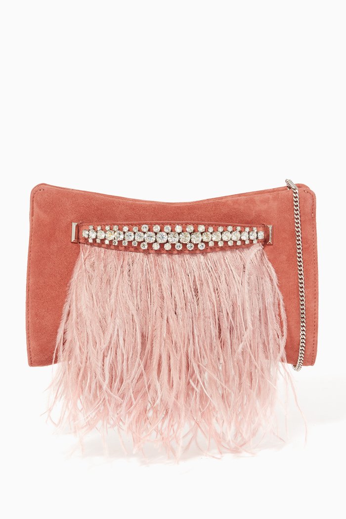 

Venus Feather Suede Clutch Bag, Neutral