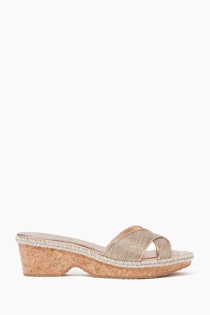 

Panna 40 Metallic Raffia Wedges, Gold