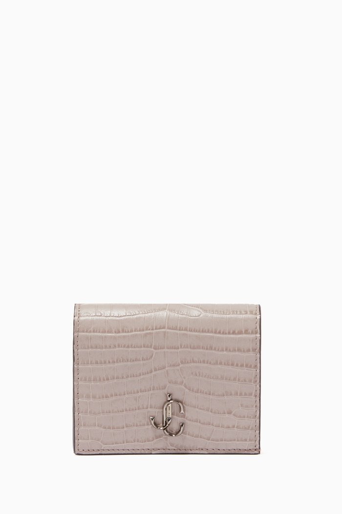 

Hanne Wallet in Croc-embossed Leather, Neutral