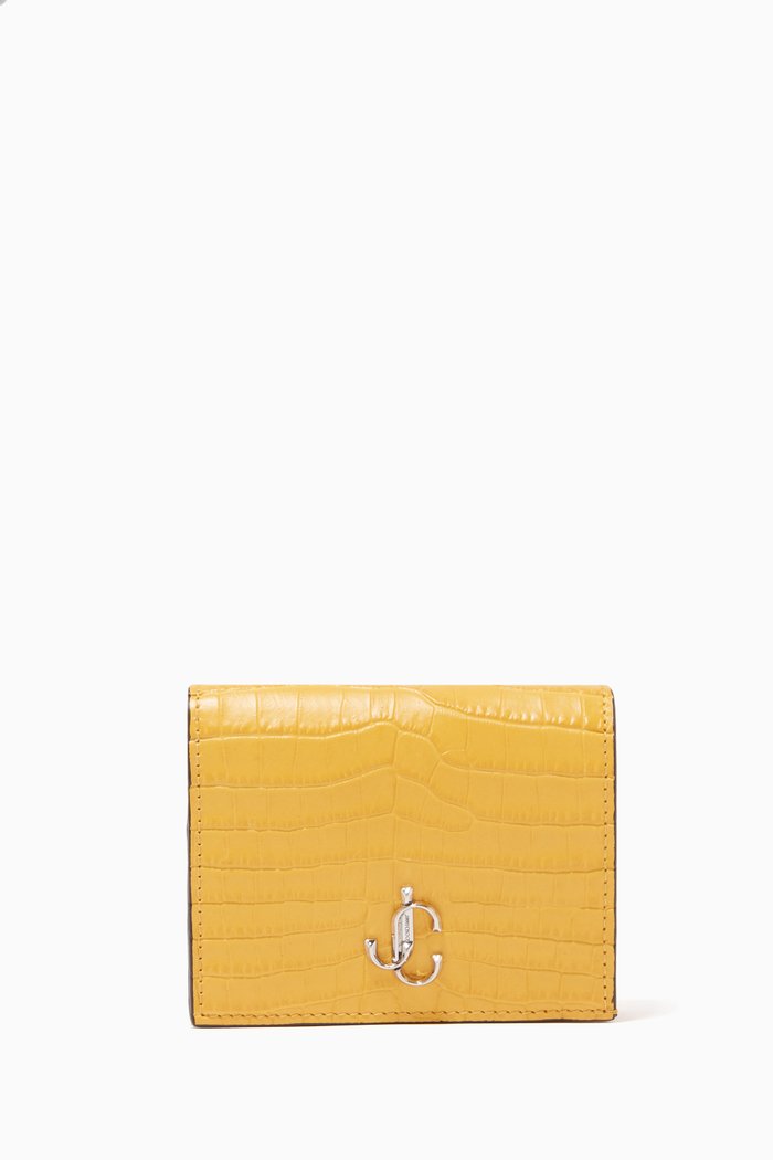 

Hanne Wallet in Croc-embossed Leather, Yellow