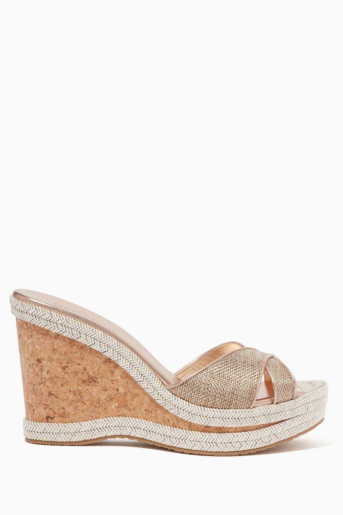 

Perfume 100 Metallic Raffia Wedges, Gold