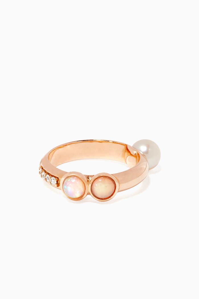 Pearl & Opal Diamond Ring, Rose gold