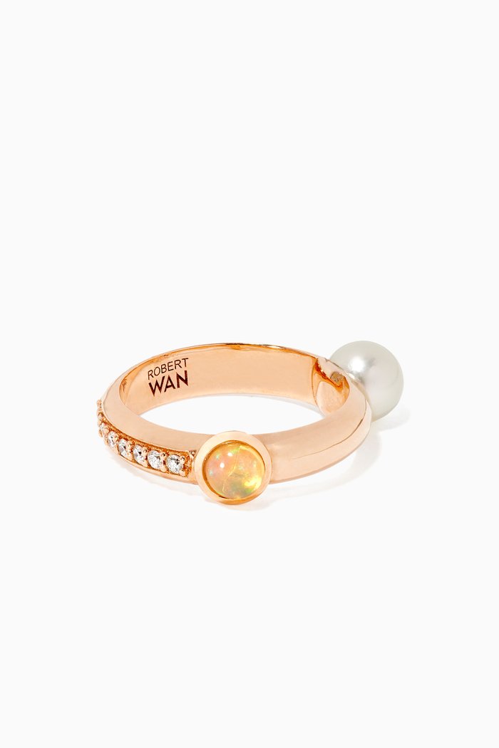 

Pearl & Opal Diamond Ring, Rose gold