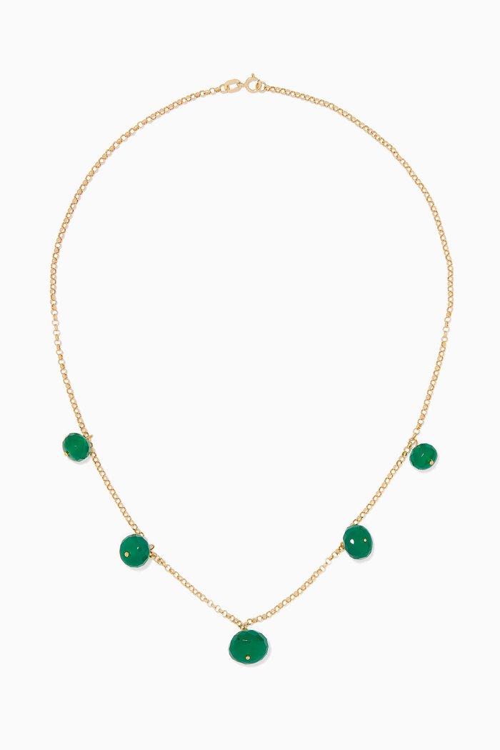 Gold & Oynx Necklace, Green
