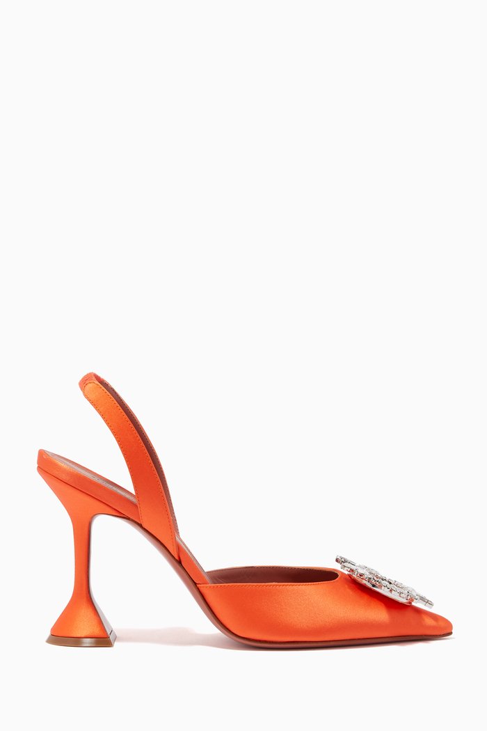 

Begum Sling Pumps in Satin, Orange