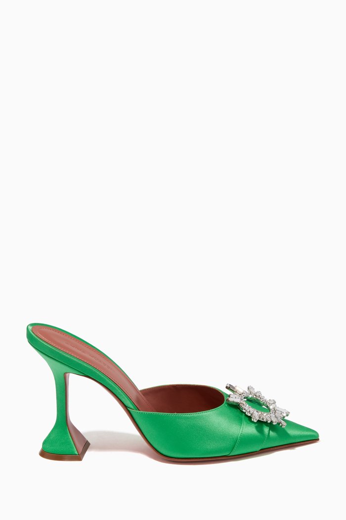 

Begum Mules in Satin, Green