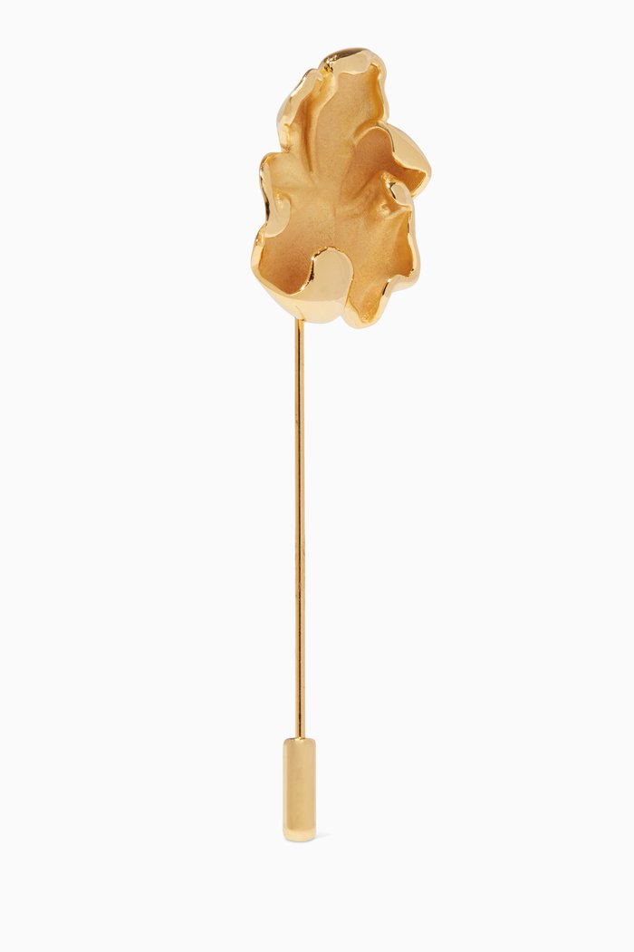 

Edgy Peony Gold-Plated Silver Lapel Pin