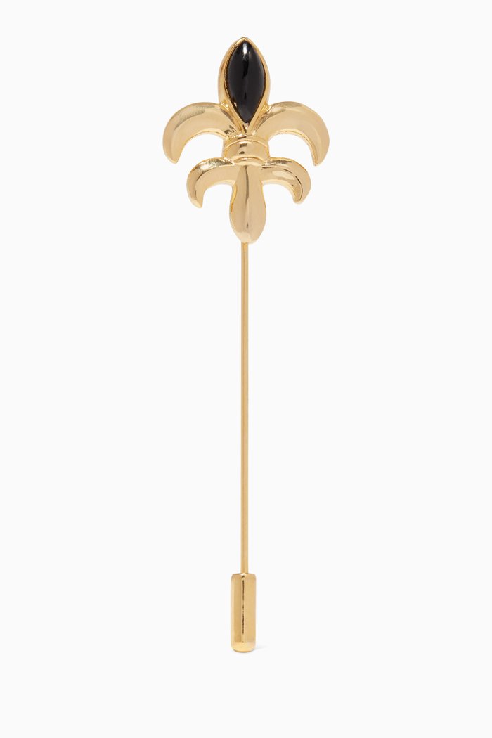 

Fleur De Lis Gold-Plated Silver Lapel Pin, Multicolour