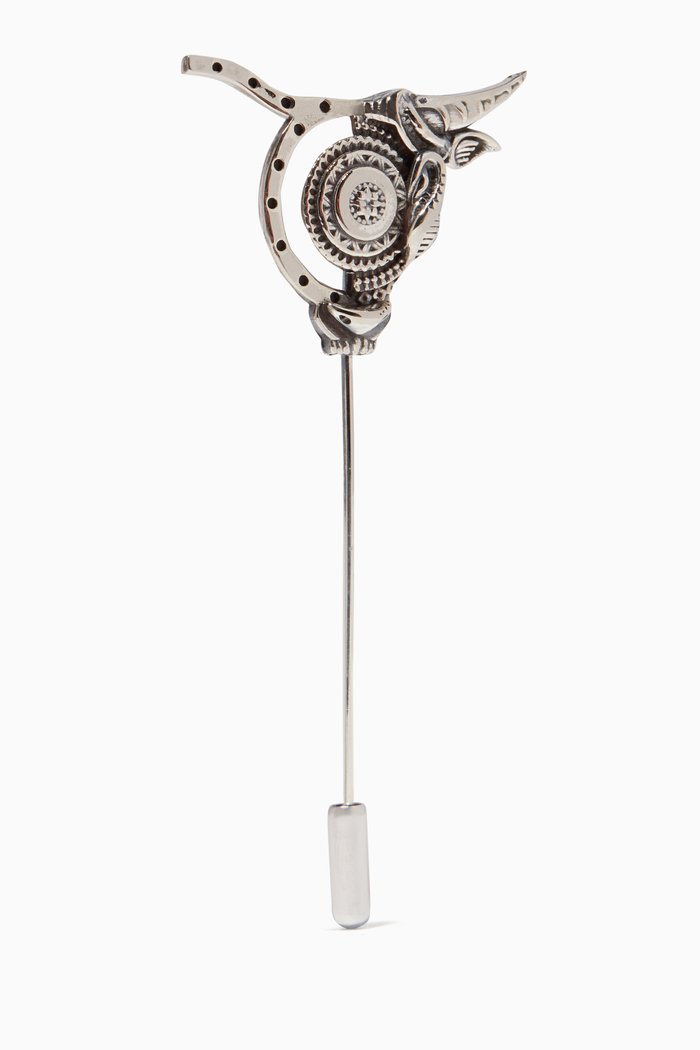 

Taurus Platinum-Plated Silver Lapel Pin