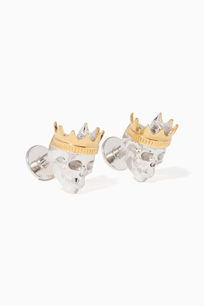 

HRH Skull Gold & Platinum-Plated Silver Cufflinks, Multicolour