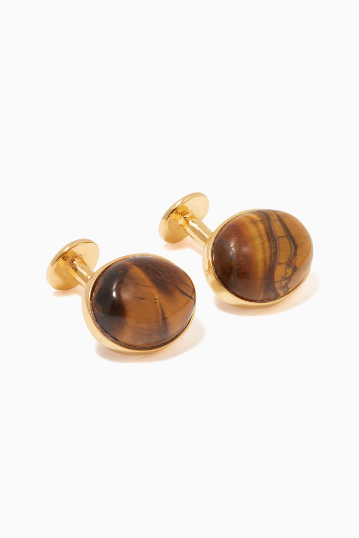 

Tiger Eye Gold-Plated Silver Cufflinks, Multicolour