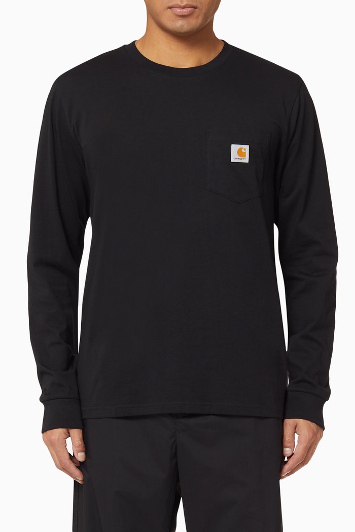 

Logo Patch Pocket Cotton T-Shirt, Black