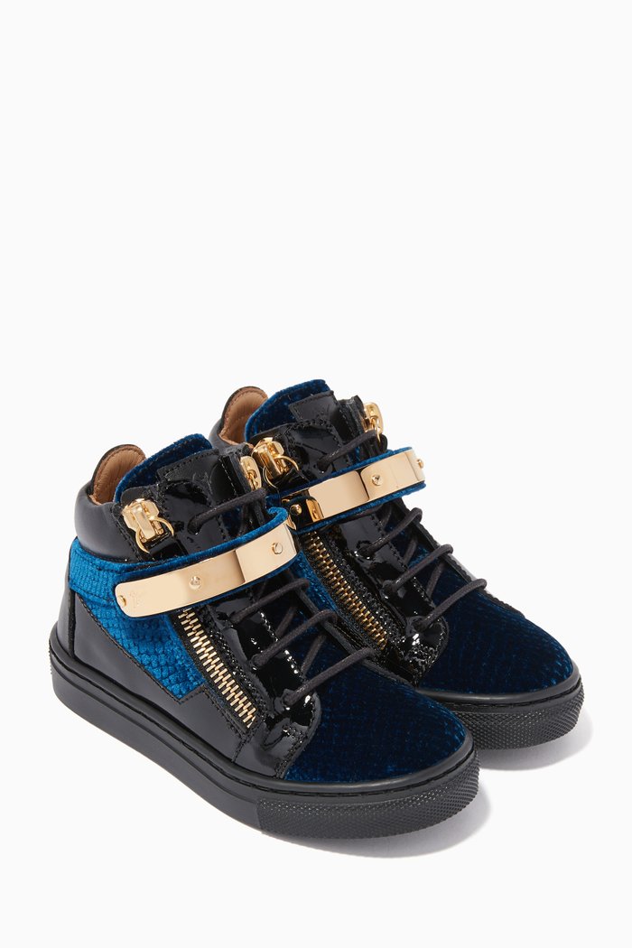 

Kris Velvet High-Top Sneakers, Blue