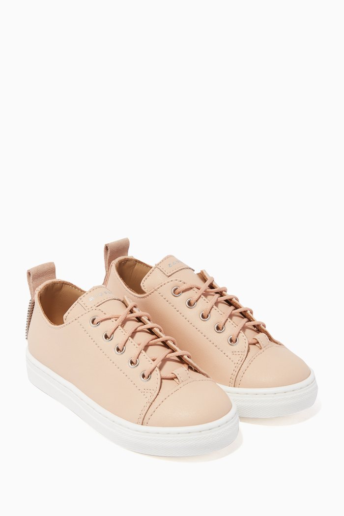 

Low-Top Leather Sneakers, Pink