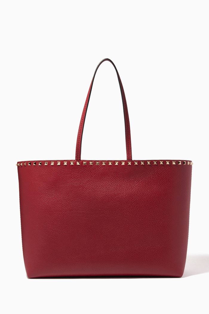 

Valentino Garavani Rockstud Medium Tote in Grainy Calfskin, Burgundy