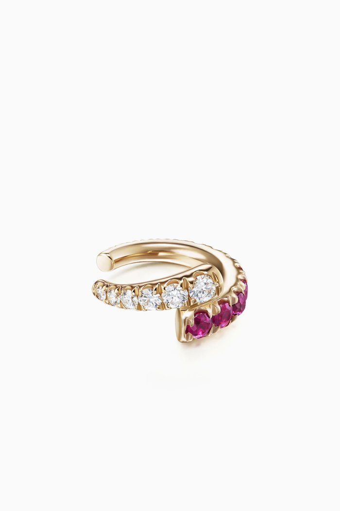 

Lola Diamond & Ruby Ear Cuff, Rose gold