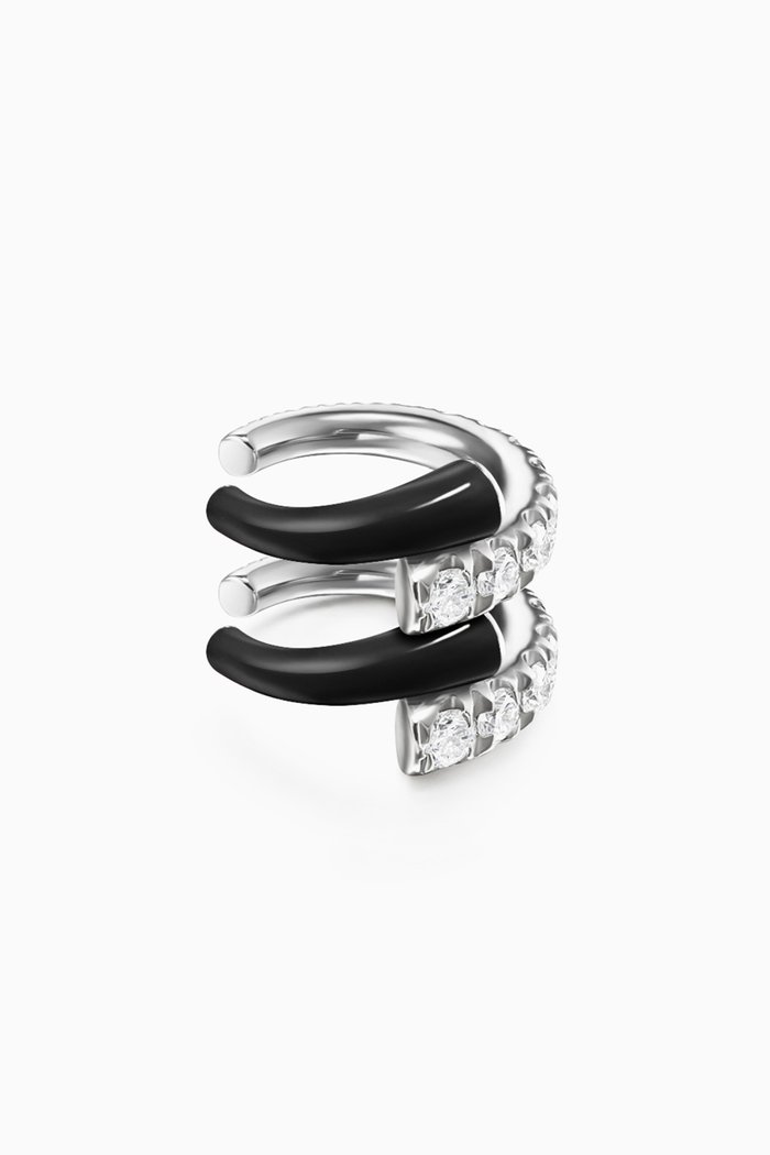 

Lola Diamond & Enamel Double Ear Cuff, Silver