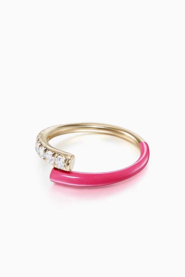 

Lola Diamond & Enamel Ring, Rose gold