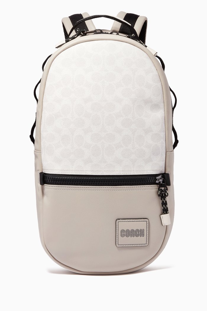 

Pacer Signature Backpack in Canvas & Leather, White