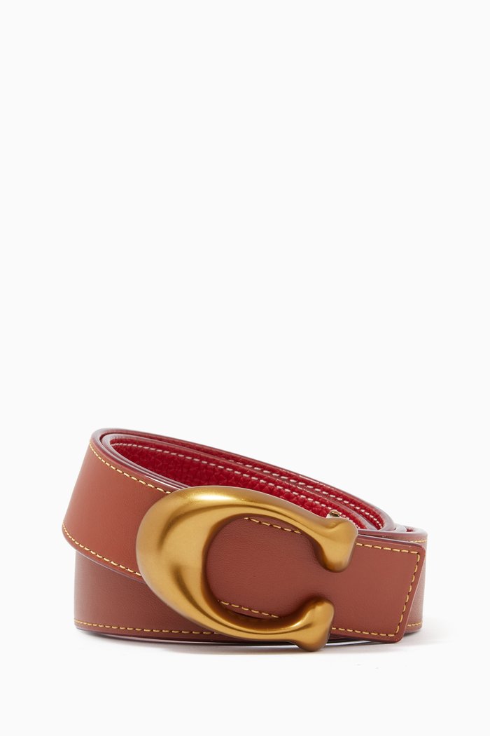 Signature Buckle Reversible 32mm Belt, Brown