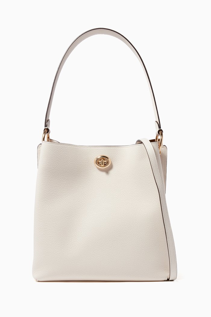

Charlie Pebble Leather Bucket Bag, White