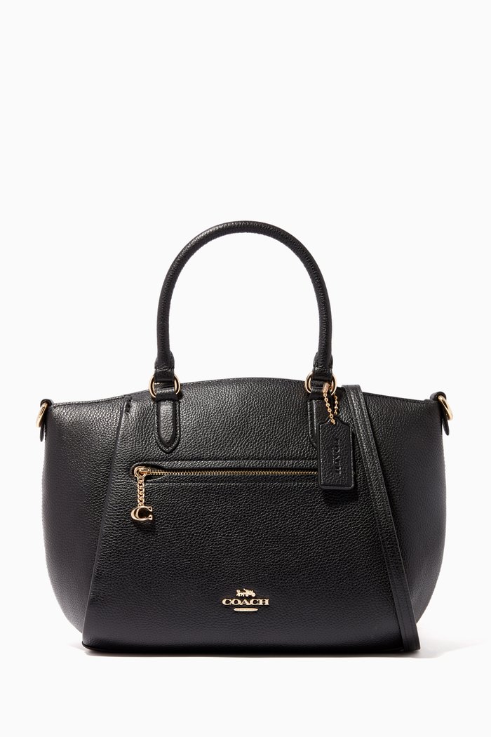 

Elise Pebble Leather Satchel Bag, Black