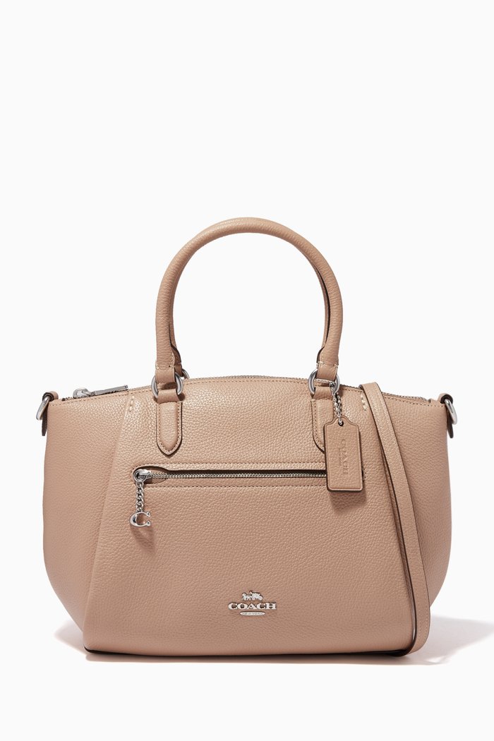 

Elise Pebble Leather Satchel Bag, Brown